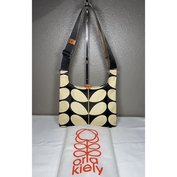 Orla Kiely Handbags - Orla Kiely Rare Cream Black Gold Solid Stem Midi Sling Crossbody Bag